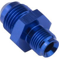 Proflow Fitting Inlet Fuel Straight Adaptor Male -10AN To 3/4in. x 18 Inverted ( For Chrysler Oil Adapt) Blue