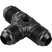 Proflow Male Flare Union Adaptor -08AN Flare Tee w/1/8in. NPT Port Black