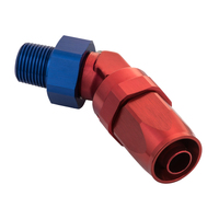 Proflow Fitting Male Hose End 3/8in. NPT 45 Degree To -06AN Hose Blue