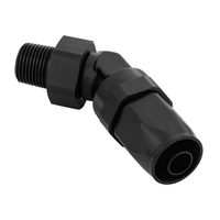 Proflow Fitting Male Hose End 1/4in. NPT 45 Degree To -08AN Hose Black