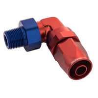 Proflow Fitting Male Hose End 1/2in. NPT 90 Degree To -08AN Hose Blue