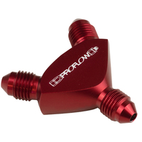 Proflow Fitting Aluminium AN Y-Adaptor -16AN Male To -16AN Male x 2 Red