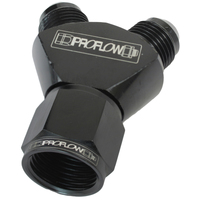 Proflow Y-Block -12AN Female Swivel To Dual -10AN Male Black
