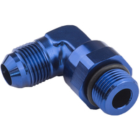 Proflow Adaptor Male -08AN 90 Degree To -08AN Thread Swivel Blue