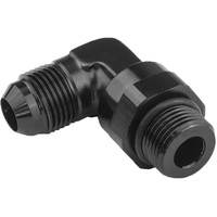 Proflow Adaptor Male -08AN 90 Degree To -08AN Thread Swivel Black