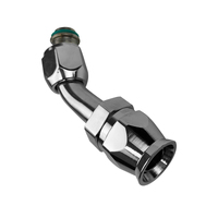 Proflow Hose End Air Conditioning 304 Stainless 45 Degree Female O-Ring Pilot -06 Chrome