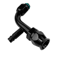Proflow Hose End Air Conditioning 304 Stainless 90 Degree Female O-Ring Pilot -08AN W/Charge Port Black