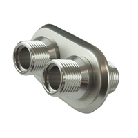 Proflow Firewall Bulkhead Aluminium 2 Port #10 #10 Inline Polished