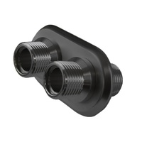 Proflow Firewall Bulkhead Aluminium 2 Port #10 #10 Inline Black