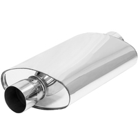 Proflow Muffler Oval 409 Stainless Steel Polished Flow Chamber 2-1/2in. Center Inlet To 2-1/2in. Center Outlet