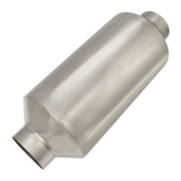 Proflow Resonator Super Quiet 2.50'' Inlet/Outlet SS304 Mirror Polished Round 150mm Diameter 370mm Length