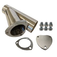 Proflow Exhaust 304 Stainless Steel Cut Out Y Pipe 2.5'' Cap Gasket & Bolts 10in. overall length Each