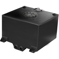Proflow Fuel Cell Tank Sumped 10Gal (38L) Aluminium Black 410 x 380 x 260mm With Sender Two -12 AN Female Outlets