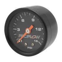 Proflow Fuel Pressure Gauge 0-15PSI Black body/Black Face
