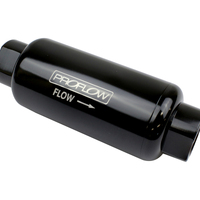 Proflow Fuel Filter Inline Mount Billet Aluminium Black Anodised 100 Microns 183mm length -12 AN Inlet/Outlet Each