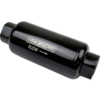 Proflow Fuel Filter Inline Mount Billet Aluminium Black Anodised 40 Microns 90mm length -8 AN Inlet/Outlet Each