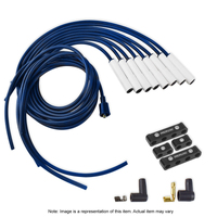 Proflow Spark Plug Pro Lead Wires White Ceramic 8mm Spiral Core Blue Straight Boots Universal V8 Set