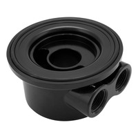 Proflow Universal Oil Filter Sandwich Adaptor Ford & Chev 90 Deg AN8 ORB Ports Billet Aluminum Black