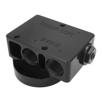 Proflow Remote Universal Filter head w/Thermostat -10AN ORB 2x 1/8'' NPT 3/4"-16 Thread Billet Aluminium Black