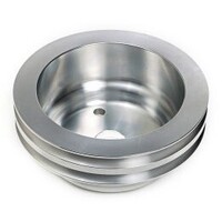 Proflow Pulley V-Belt Crankshaft SB Chev Long Water Pump 2-Groove Polished Aluminium