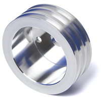 Proflow Pulley V-Belt Crankshaft SB Chev Long Water Pump 3-Groove Polished Aluminium