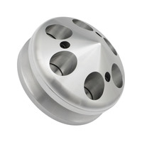 Proflow Pulley V-Belt Alternator Billet Aluminium Clear Anodised Single Groove with Cover 71mm x 17mm Bore,