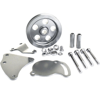 Proflow Power Steering Pump Bracket mounting kit GM Type Pump V Belt Pulley Chrome