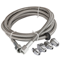 Proflow Oil / Fuel Gauge Stainless Braided Tubing Kit 4ft Fuel And Oil Gauge Fitting Kit 1/8 NPT Block Adapter 3AN Gauge Adapter