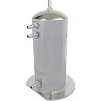 Proflow Fuel Surge Tank Aluminium 254mm x 108mm Round 2.5L Barb & AN Fitting Kit Show Polished