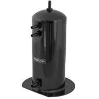 Proflow Fuel Surge Tank Aluminium 254mm x 108mm Round 2.5L Barb & AN Fitting Kit Black Anodised