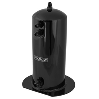 Proflow Fuel Surge Tank Aluminium 254mm x 108mm Round 2.5L AN Fitting Kit Black Anodised