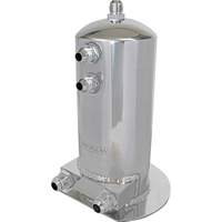 Proflow Fuel Surge Tank Fabricated Aluminium 254mm x 108mm round 2.5L AN Fitting Kit Polished Dual Outlets