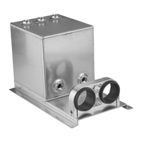 Proflow Fuel Surge Tank Fabricated Aluminium Square 044 Pump Mounts 200mm x 200mm x 180mm 5L AN Fitting Kit Polished