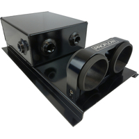 Proflow Fuel Surge Tank Fabricated Aluminium Square 044 Pump Mounts 80mm x 200mm x 180mm 2.5L Black Anodised