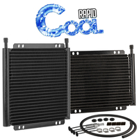 Proflow Transmission Oil Cooler Plate & Fin black powder coated 11 in. x 7.5 in. x 0.75 in. 3/8 in. Inlet Outlet