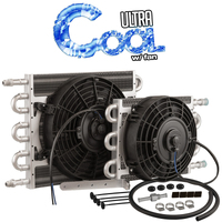 Proflow Transmission Cooler & Fan Kit Natural 10 in x 15.50 in Tube & Fin 10in. Fan 350CFM AN6 Inlets