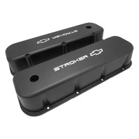 Proflow Valve Covers Tall Cast Aluminium Black Stroker Bowtie Logo BB For Chevrolet Pair