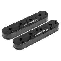 Proflow Valve Covers LS Aluminium Fabricated Black Tall For Chevrolet LS Logo Pair