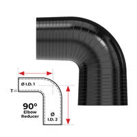 Redback Silicone Hose (2-3/4" in, 3" out) 90¡ Bend Reducer (Black)