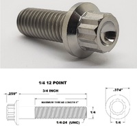 1/4 UNC X 3/4" TITANIUM 12 POINT BOLT GRADE 5