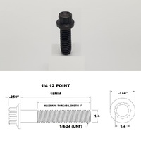 1/4 UNC X 3/4" BLACK TITANIUM 12 POINT BOLT GRADE 5