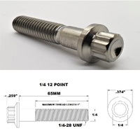 1/4 X 65MM UNF (FINE THREAD) TITANIUM 12 POINT BOLT GRADE 5