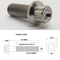 3/8 UNC X 1/2" TITANIUM 12 POINT BOLT GRADE 5