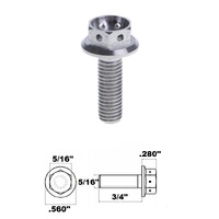 5/16 UNC X 3/4" TITANIUM FLANGE HEX RACE DRILLED BOLT GRADE 5