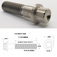 5/16 UNC X 1 1/2" TITANIUM 12 POINT BOLT GRADE 5