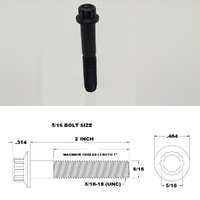 5/16 UNC X 2" BLACK TITANIUM 12 POINT BOLT GRADE 5