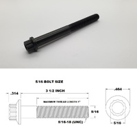 5/16 UNC X 3 1/2" BLACK TITANIUM 12 POINT BOLT GRADE 5