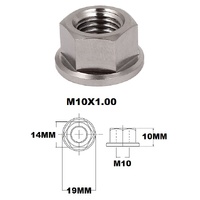 M10X1.00 THREAD PITCH TITANIUM FLANGED 14MM HEX NUT GRADE 5