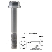 M10X100MM 1.25 THREAD PITCH TITANIUM FLANGE 12MM HEX BOLT GR 5