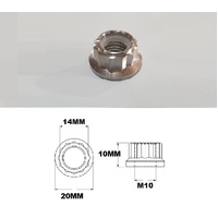 M10X1.25 THREAD PITCH TITANIUM 12 POINT NYLOCK NUT GRADE 5